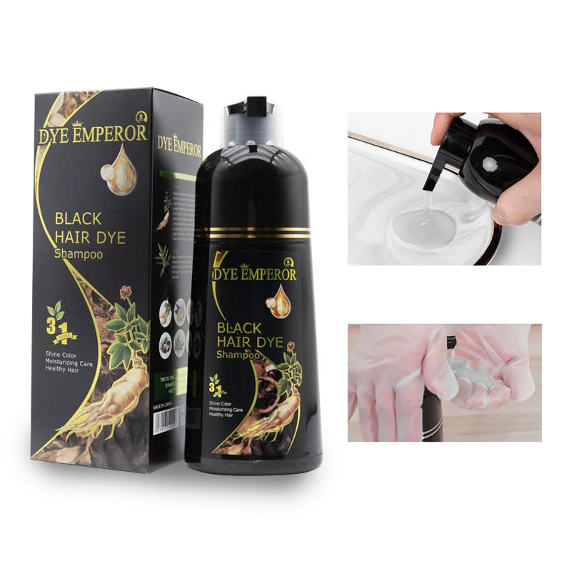 400ml hair coloring hair coloring shampoo, organic natural quick hair dye, plant essence, dark hair coloring agent, male and female shampoo black hair dye, plant pure natural Black