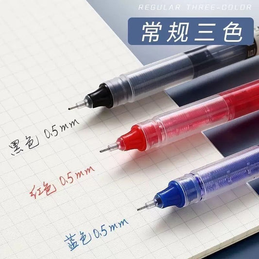 10pcs High-Capacity Liquid Ink Rollerball Pen for Office, Study, and Signatures - Neutral Ink