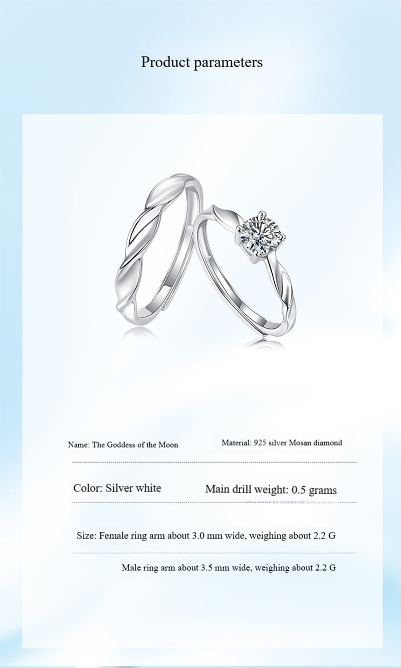 2 PCS Couple Rings Set Shining Galaxy Couple Rings Light Luxury Twisted Design Diamond Ring Valentine's Day 520 Gift Men And Women Jewelry Rings Adjustable 925 Silver Ring Anniversary Gift