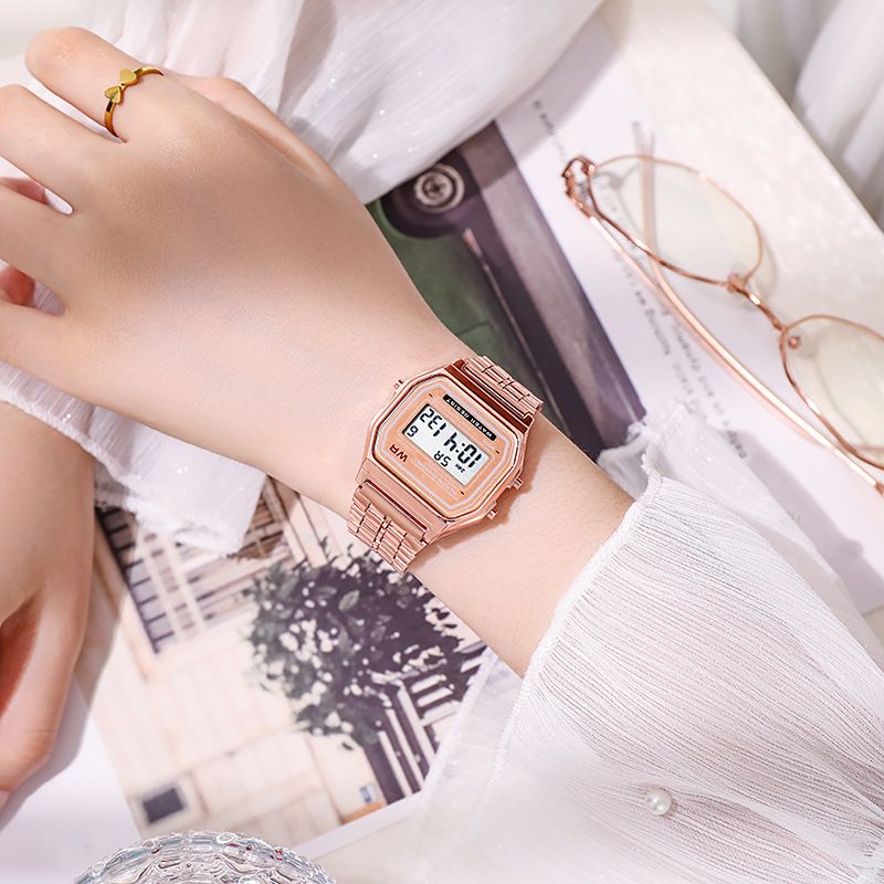 Explosive Led Electronic Watch Steel Band Of The Rawlog Fashion Watch Multifunctional Student Watch Man's And Women's Led Watch