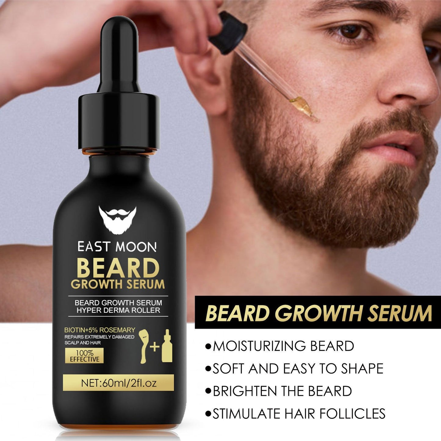 Men's Beard Growth Serum Kit With Derma Roller Stronger Thicker Fuller Beard Serum Set Facial Care Nourishing Thickening Beard Care Oil Set