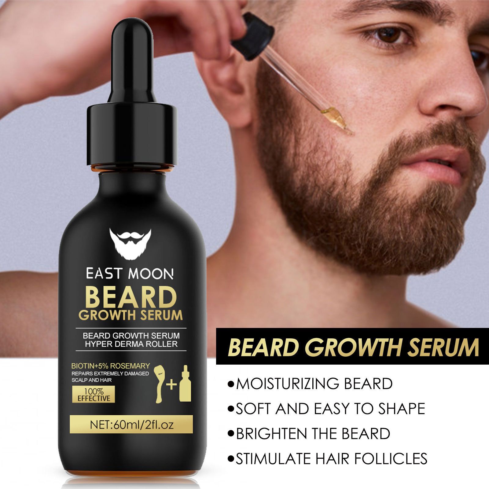 Men's Beard Growth Serum Kit With Derma Roller Stronger Thicker Fuller Beard Serum Set Facial Care Nourishing Thickening Beard Care Oil Set