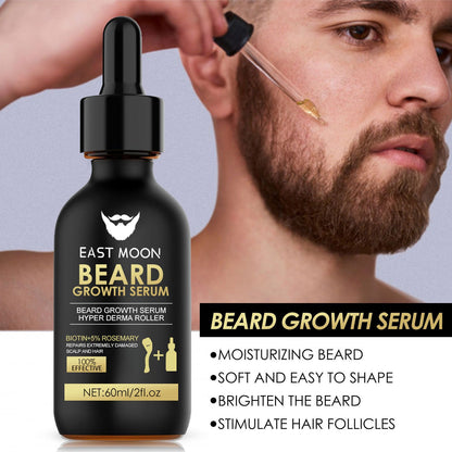 Men's Beard Growth Serum Kit With Derma Roller Stronger Thicker Fuller Beard Serum Set Facial Care Nourishing Thickening Beard Care Oil Set