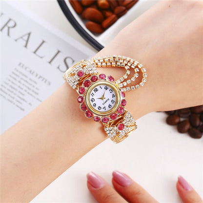 New women's diamond studded stylish temperament quartz watches fashion alloy bracelet watches female