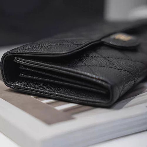 Black long wallet with large capacity and high-end feel, zippered inner pocket, flip cover card bag, two in one, high looks for girls