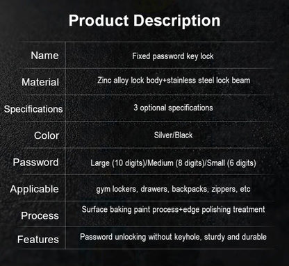 Smart Password Combination Padlock10/8/6 Digits Keypad Lock Outdoor Waterproof Anti-theft Safe Padlock Hasp Mini Code Padlock For School Office Luggage Door Lock Cabinet File Box Locker Toolbox Fence