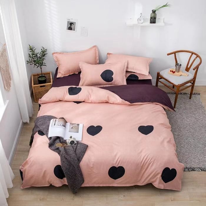 Heart Printing 4in1 Bedding sets & accessories Duvet Cover （1 quilt cover +1 bed sheet +2 Pillowcase ）without duvet And Pillow insert