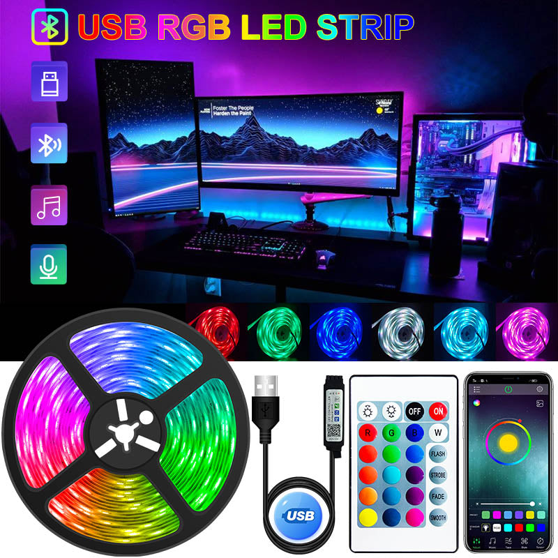 5M/10M LED Light Strip Light LED RGB Lights Flexible LED Lamp Tape Ribbon Tape Diode DC With IR Remote Controller