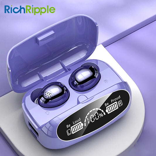 RichRipple M32 TWS Wireless Bluetooth Earphone In-ear Earpods Bluetooth Earbuds Noise Cancelling Gaming Headset With Microphone For Xiaomi Huawei Purple