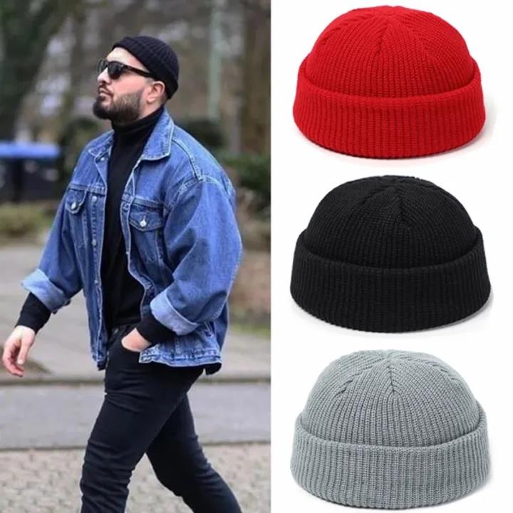 Fashion Hip Hop Beanie Knitted hat Men Skullcap Women Warm Brimless Baggy Melon Hats & Caps short domed knitted hat Men's and women's warm pullover cold hat thin melon
