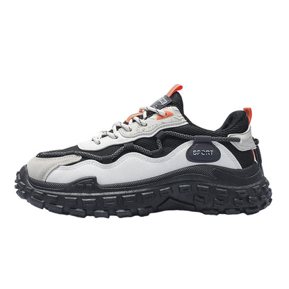 New Men's Shoes Breathable Mesh Surface All Sports Leisure Running Thick Soled Men's Sneakers Orange Black