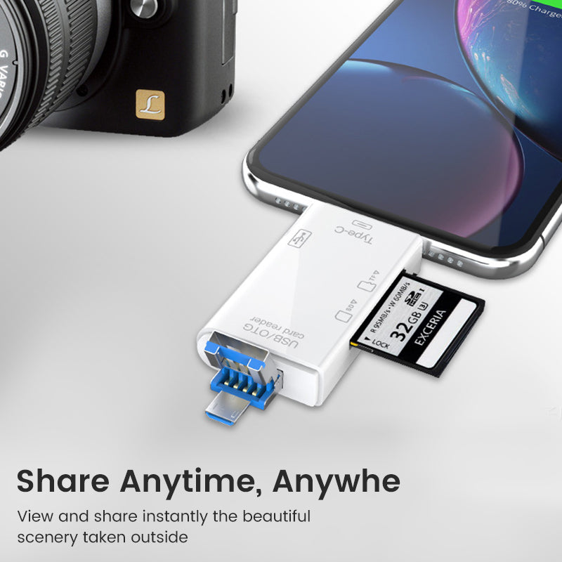 PAFEL 6 in 1 OTG Type C Card Reader USB 2.0 TF Micro SD Smart Memory Flash Drive Adapter Micro Phone Accessories Multifunction Card Reader