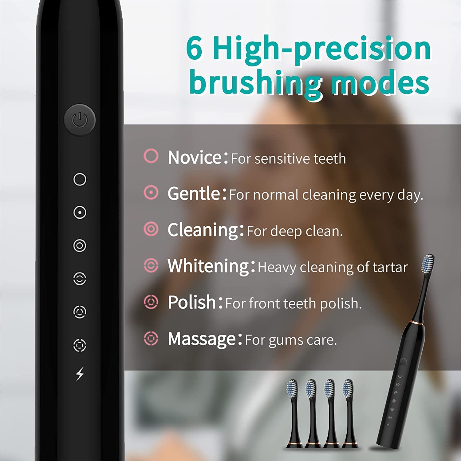 PAFEL X-3 Electric Toothbrush USB Charging Intelligent Timed Reminder With 6 Cleaning Modes IPX7 Waterproof Powerful Cleaning Electric toothbrushes