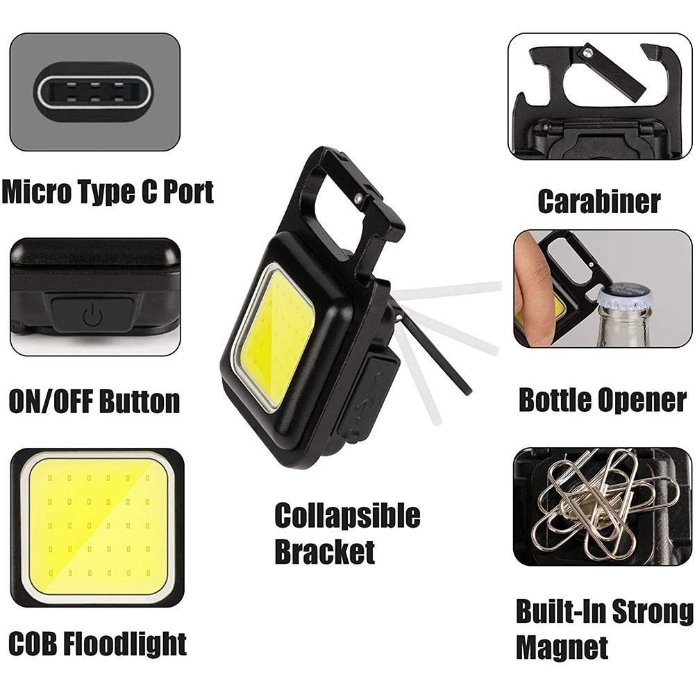 1/2/4pcs Mini LED Lighting Keychain FlashLight Portable Pocket USB Rechargeable Indoor Tabletop Lighting Outdoor Lighting For Camping Fishing Climbing