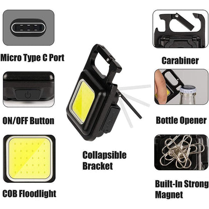 1/2/4pcs Mini LED Lighting Keychain FlashLight Portable Pocket USB Rechargeable Indoor Tabletop Lighting Outdoor Lighting For Camping Fishing Climbing