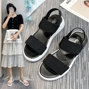 ASSKLO New Sandals Women Ins Soft Sole Elastic Band Korean Version Wild Sports Women's Shoes Tide ladies shoes girls shoes Pregnant women's shoes Maternity shoes Open Shoes Grey Black