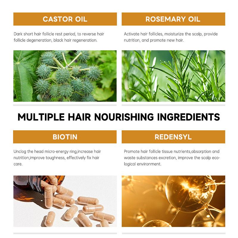 Castor oil Biotin Hair Growth Solution Hair Growth Rosemary Hair Essence Hair Care Loss Products