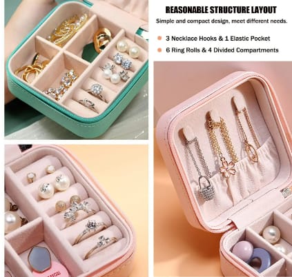Mini Jewelry Storage Box Portable Home Travel Earrings Necklace Storage Case for Women Ring Organizer PU Leather Display Case