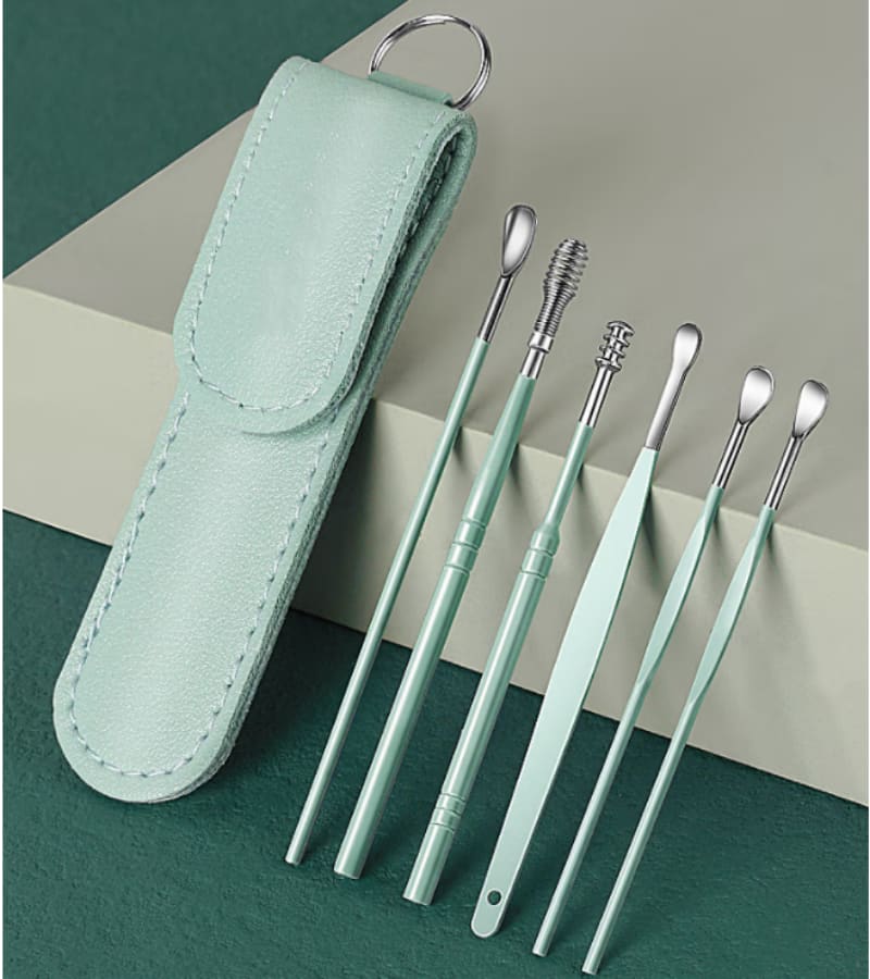 6Pcs Ear-digging artifact stainless steel ear-digging spoon ear-picking tool ear-digging spoon-digging ear cleaner earpick