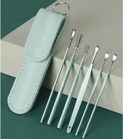 6Pcs Ear-digging artifact stainless steel ear-digging spoon ear-picking tool ear-digging spoon-digging ear cleaner earpick