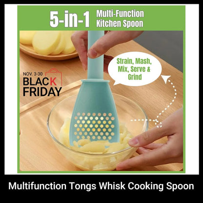 Multifunction Tongs Whisk Kitchenware Set Soft Silicone Cooking Spoon Drain Spoon Mashed Potato Grinder Noodle Scoop Egg Beater Churns Egg White And Yolk Separation Food Clip cook