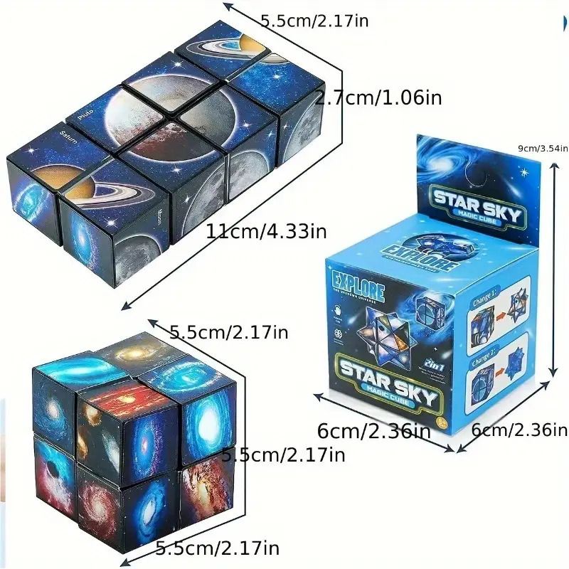Magic Infinite Cosmic Cube Infinity Cube Fidget Toy Educational Star Cube Toy Changeable Cubes Fidget AntiStress Flip Cubic Puzzle Toys for Birthday Presents Gift