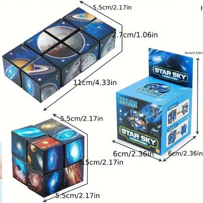 Magic Infinite Cosmic Cube Infinity Cube Fidget Toy Educational Star Cube Toy Changeable Cubes Fidget AntiStress Flip Cubic Puzzle Toys for Birthday Presents Gift