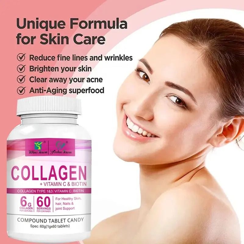 Winstown Collagen Skin Care Vitamin C Collagen l-Glutathione 60 Pcs Winstown Collagen Skin Care Vitamin C Biotin Collagen l-Glutathione