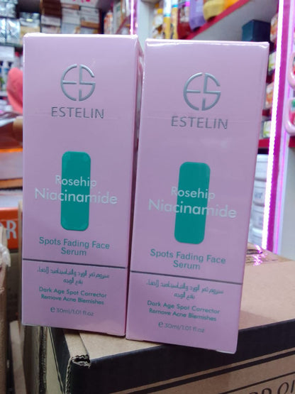 2 Packs ESTELIN Rosehip Niacinamide Fade Spot Serum - 30ml X 2 Control Excessive Oil Clears Clogged Pores Refreshing And Hydrating Purifies And Softens Skin Face Serum 30ml X 2
