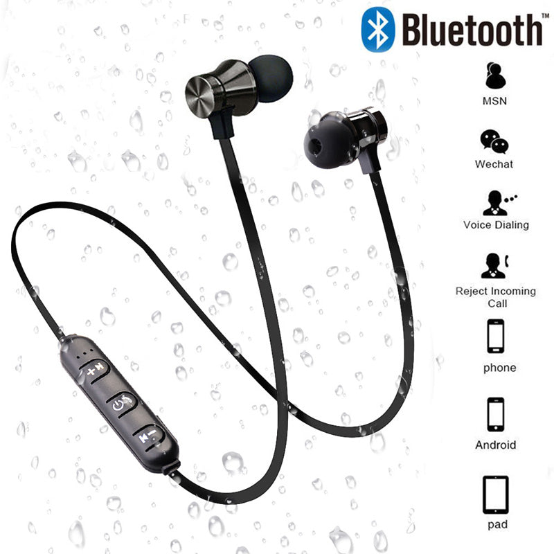 Magnetic Bluetooth Earphones Sports Wireless Earbuds Super Bass With Mic For All Smart Phones Stereo Sports Waterproof Earbuds Wireless in-ear Headset with Mic