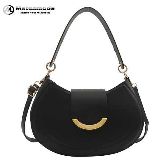 Mateamoda Elegant Solid Pattern Hobo Bag Crossbody Bag Underarm Handbag