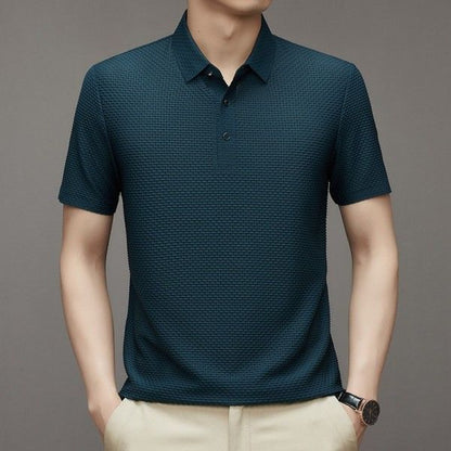 Men's Nylon Jacquard Polo Shirt High-Grade Short-Sleeved Youth Lapel T-Shirt T-Shirts