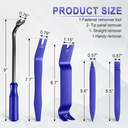 Auto Trim Removal Tool Kit - 5-Piece No Scratch Pry Tool Set for Car Panel and Dashboard Removal - Includes Door Panel Tools, Push Rivets, Car Clips - Essential for Interior Trim Work