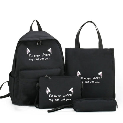 4 PCS/Sets Handbags Women Bags Backpacks School Bags Ladies Bags Satchel Pencil Case Bookbags On Sale