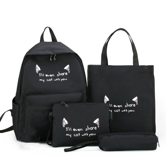 4 PCS/Sets Handbags Women Bags Backpacks School Bags Ladies Bags Satchel Pencil Case Bookbags On Sale