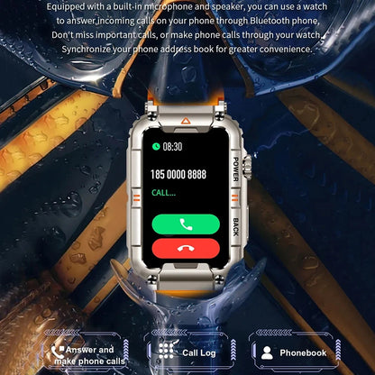 KR88 Men Smart Watch For Android IOS Fitness Watches IP68 Waterproof Military Healthy Monitor AI Voice Bluetooth Call Smartwatch