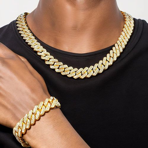 1pcs luxury chain jewelry 14mm miami cuban chain link necklace or bracelet rapper hip hop dangles men /women bling ice chains necklace men fashion jewelry accessories gift for friend