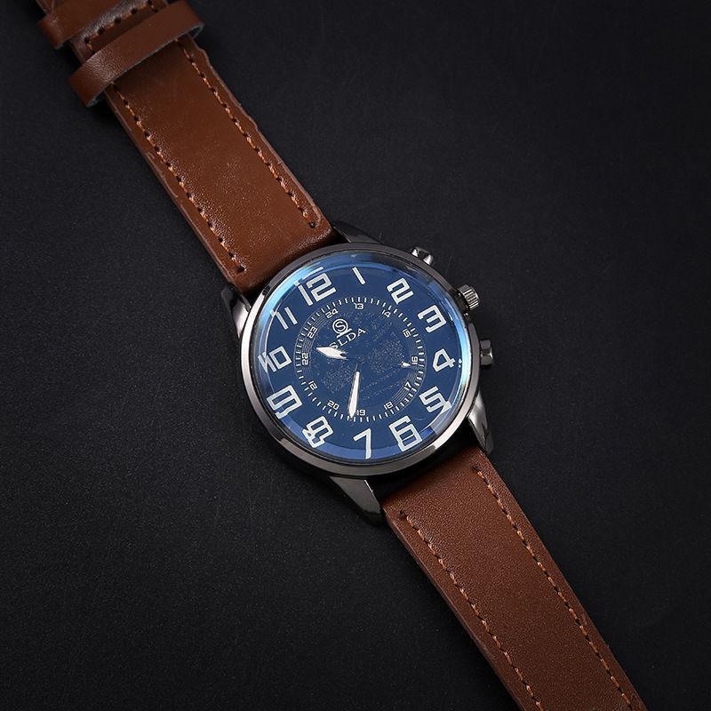 Men Watch Leather Straps Quartz Simplicity Man Digital Dial Wristwatch Waterproof Watches Male Watch Wrist Watch Valentines Gift Fashion