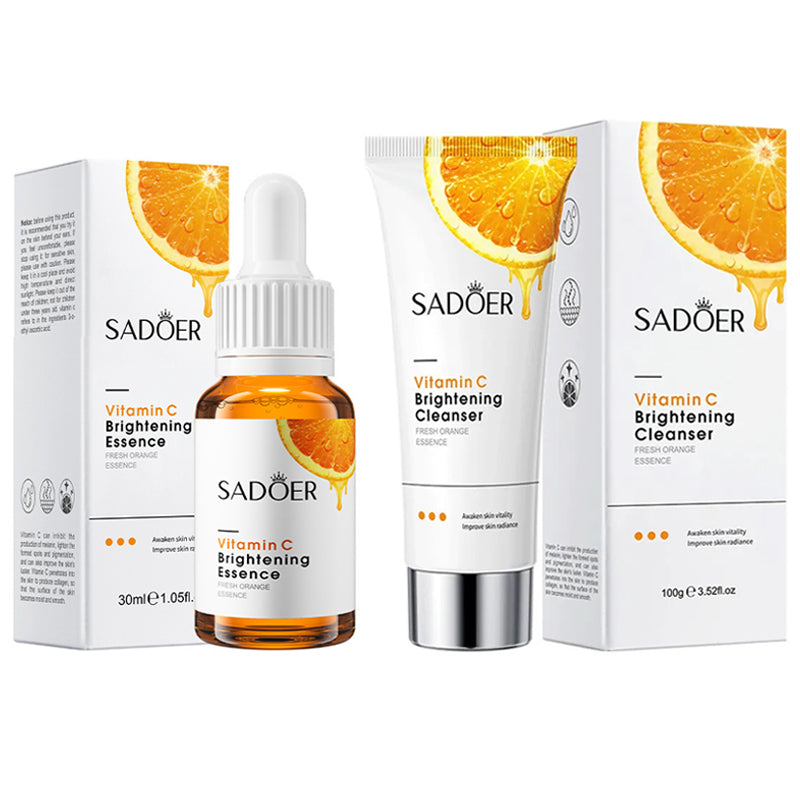SADOER 2 in 1 Vitamin C Serum + VC Cleanser , Moisturizing, Anti Aging, Anti Wrinkles, Anti Acne, Dark Spots Remover