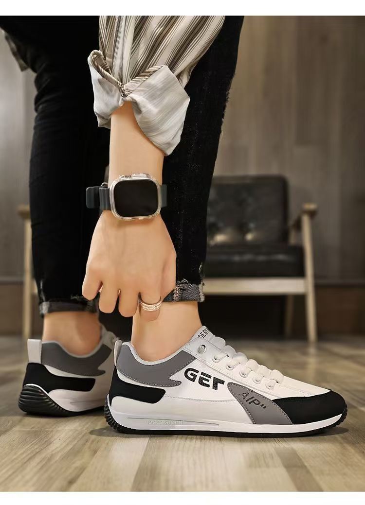ASSKLO Fashion Designer Men Sneakers Outdoor Casual Shoes PU Leather Breathable Walking Sports Shoes Men's Running Forrest Gump Shoes Flat Shoes Loafers Soft Sole Comfortable Durable white black
