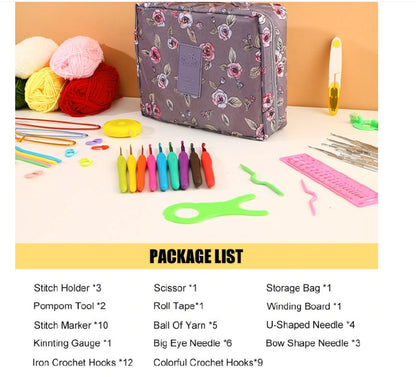 58 PCS Crochet Kit, Upgraded Hanging Crochet Set with Case & Yarn for Crocheting, Crochet Hook Set for Beginners Crochet Hook Kit with Crochet Book, Crochet Hooks, Knitting & Crochet Supplies