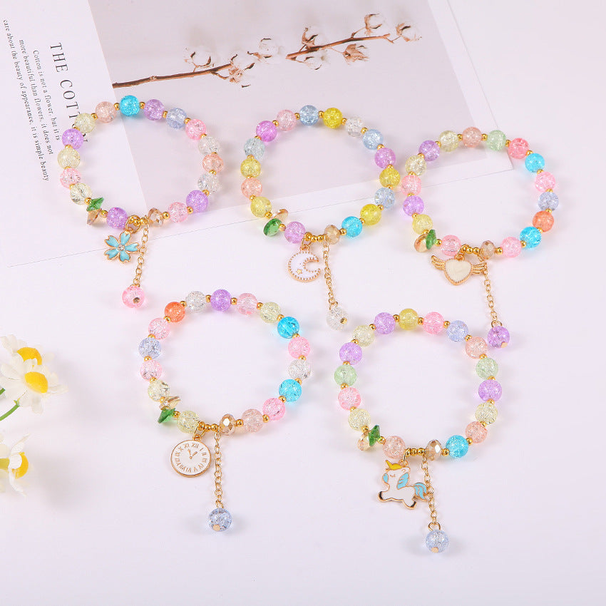 Fresh Cute Bracelet Minimalist Women's Bracelet Accessories Random Crystal Bracelet Crystal Clear Beautiful Bracelet Colorful Ball Bracelets