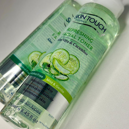 Skin Touch Refreshing Facial Toner With Aloe Vera & Cucumber Extract Cleanses, Freshens and Stimulates Skin Formulated For All Skin Types Leave Your Skin Looking Younger and Hydrated