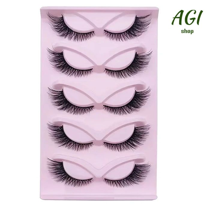5 Pairs Cat Eye Lashes Wispy Fake Lashes Fluffy Cat Eye Lashes Extensions False Eyelashe