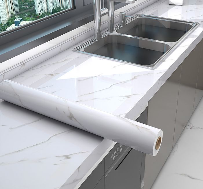 Glossy Self-Adhesive Removable Wallpaper peel and Stick Wallpaper- Vinyl Contact Paper for Countertops, Cabinets, Furniture