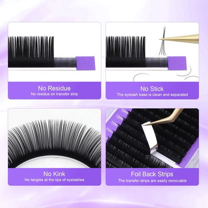16Rows Classic Individual Eyelash Extension Lashes Matte Black Professional MIX 7-15MM Soft Natural Curl Faux Mink Eyelashes Extension Individual Eyelashes Artificial Fake False Eyelashes