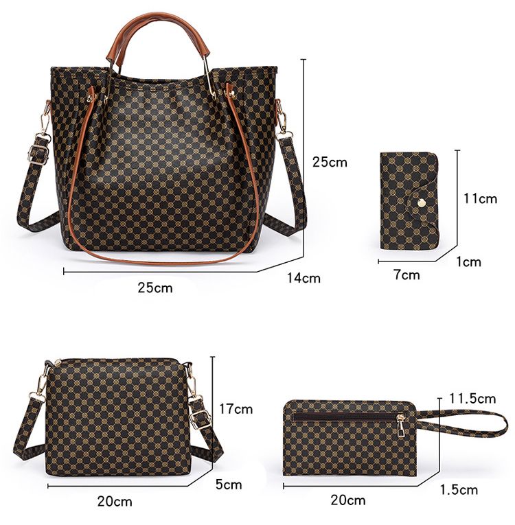 4pcs Women's handbag crossbody bag wallet card bag set