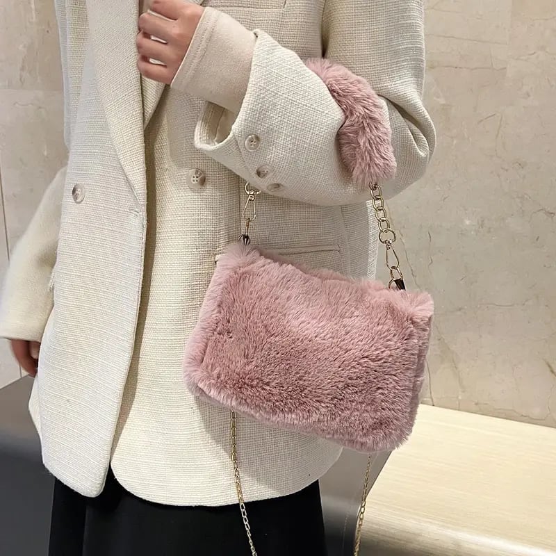 New Plush Handbag Crossbody Bag Fashion Chain Bag Single Shoulder Bag Crossbody Gifts to Girlfriends