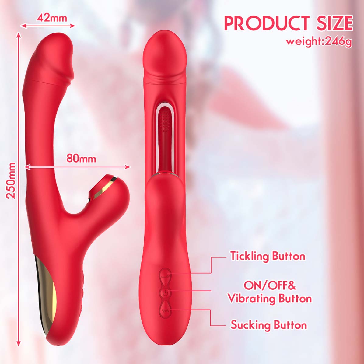Flapping Vibrator Dildo G Spot Rabbit Clitoris Vibrator with 7 Sucking modes 7 Vibration 7 Flapping Modes for Clit Nipples Anal Multi Stimulation Rechargeable Adult Sex Toys for Women Couples