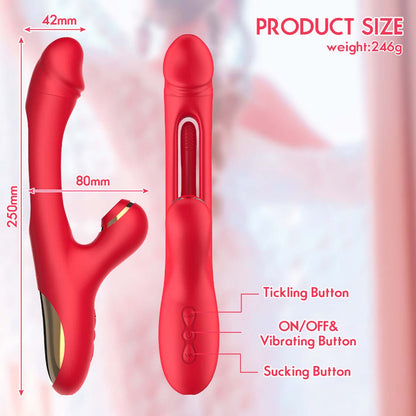 Flapping Vibrator Dildo G Spot Rabbit Clitoris Vibrator with 7 Sucking modes 7 Vibration 7 Flapping Modes for Clit Nipples Anal Multi Stimulation Rechargeable Adult Sex Toys for Women Couples